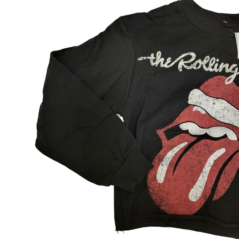 The Rolling Stones Crop Sweatshirt Bant Tee Women's XS Black - Picture 6 of 10